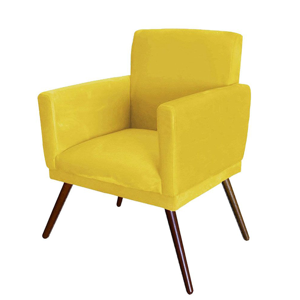 Conjunto 2 Poltronas Decorativa Nina Rodapé Suede Amarelo - DS Móveis