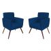 Conjunto 2 Poltronas Decorativa Nina Rodapé Suede Azul Marinho - DS Móveis