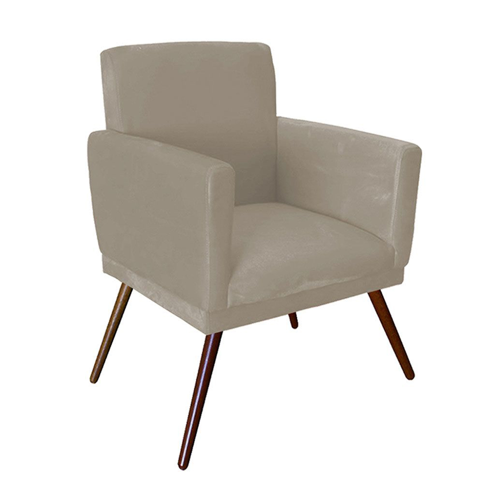 Conjunto 2 Poltronas Decorativa Nina Rodapé Suede Bege - DS Móveis