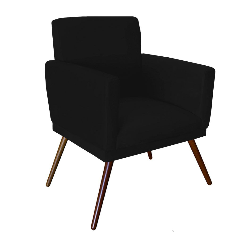Conjunto 2 Poltronas Decorativa Nina Rodapé Suede Preto - DS Móveis