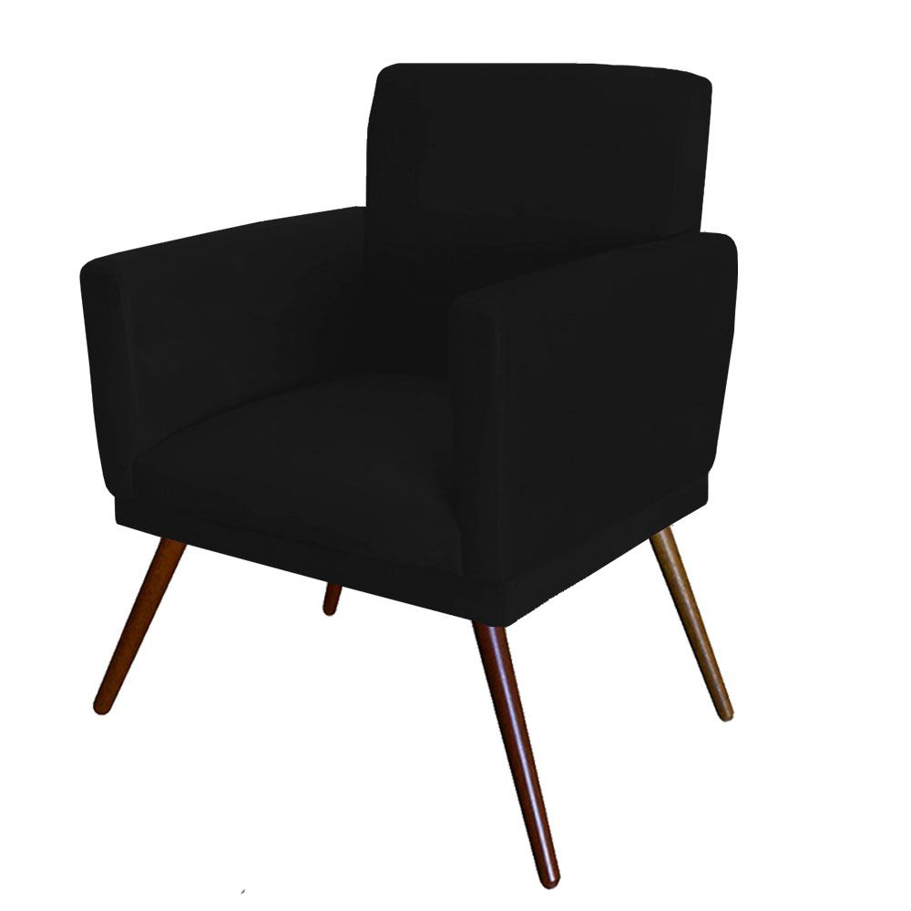 Conjunto 2 Poltronas Decorativa Nina Rodapé Suede Preto - DS Móveis