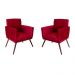 Conjunto 2 Poltronas Decorativa Nina Rodapé Suede Vermelho - DS Móveis