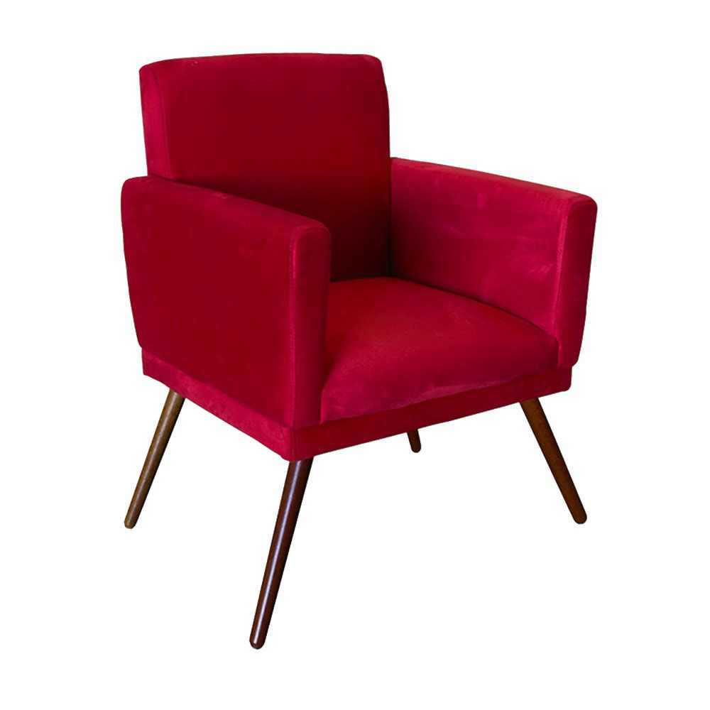 Conjunto 2 Poltronas Decorativa Nina Rodapé Suede Vermelho - DS Móveis