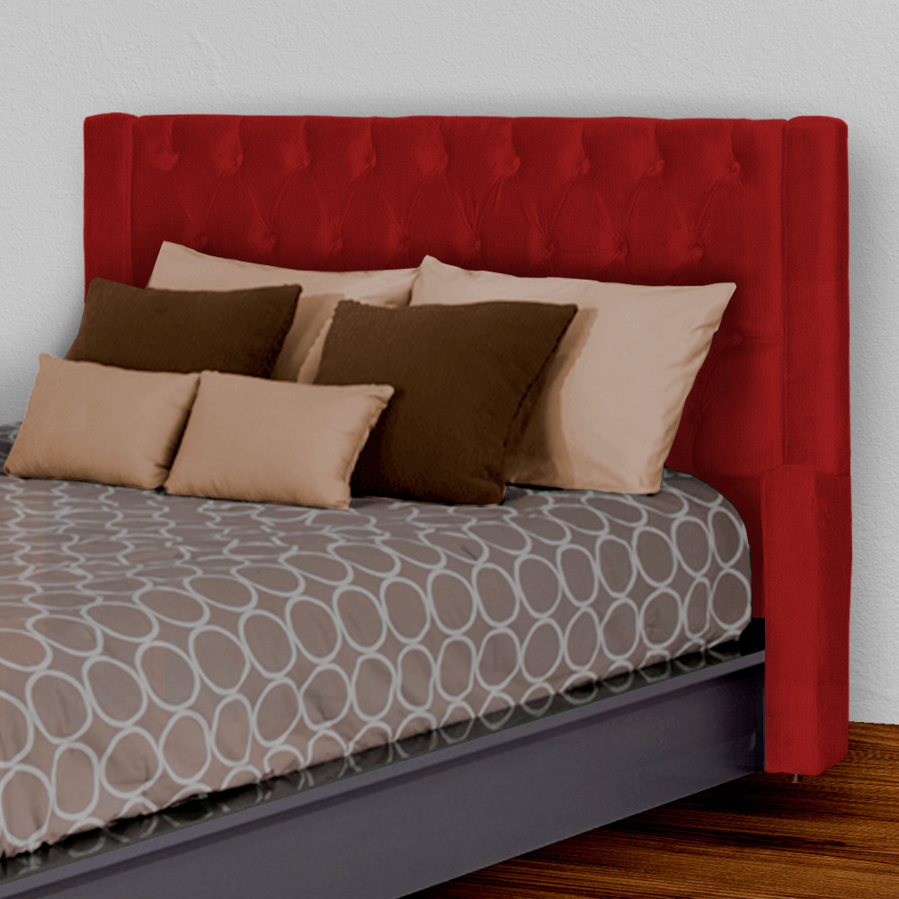 Conjunto Cabeçeira mais Calçadeira Baú Casal Emma Suede Vermelho