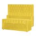 Conjunto Cabeçeira mais Calçadeira Baú Casal Queen Emma Suede Amarelo