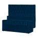 Conjunto Cabeçeira mais Calçadeira Baú Casal Queen Emma Suede Azul Marinho