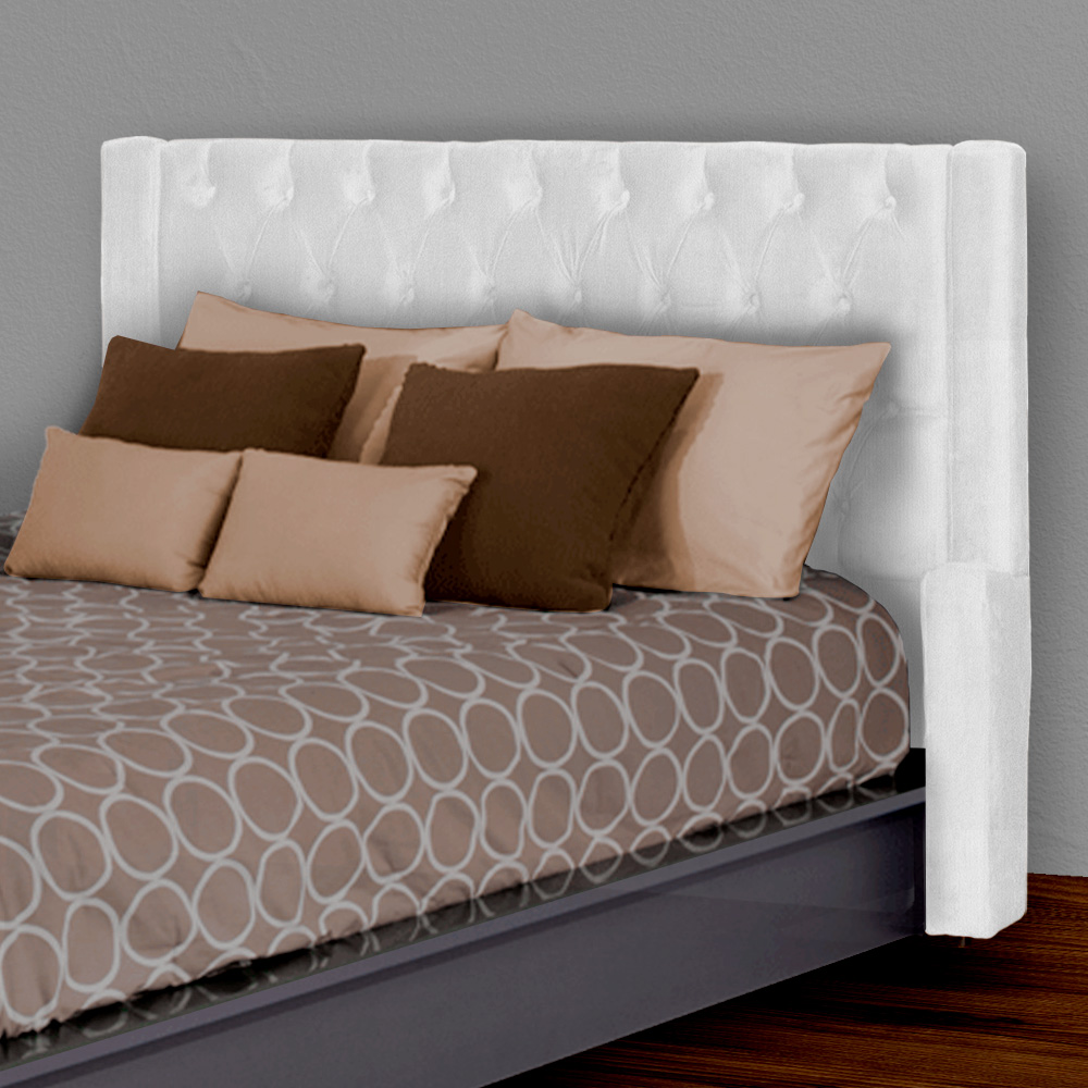 Conjunto Cabeçeira mais Calçadeira Baú Casal Queen Emma Suede Branco