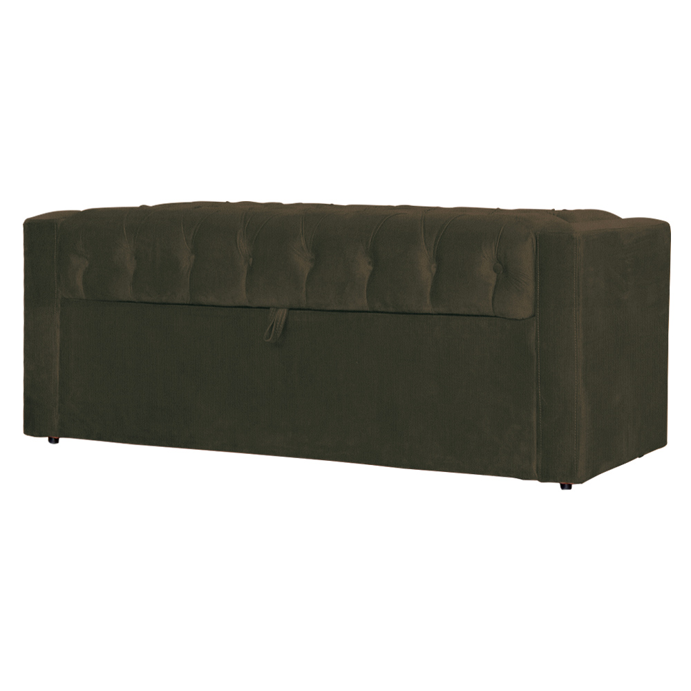 Conjunto Cabeçeira mais Calçadeira Baú Casal Queen Emma Suede Marrom