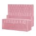Conjunto Cabeçeira mais Calçadeira Baú Casal Queen Emma Suede Rosa