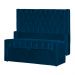 Conjunto Cabeceira e Calçadeira Baú Casal Emma Veludo Azul Marinho