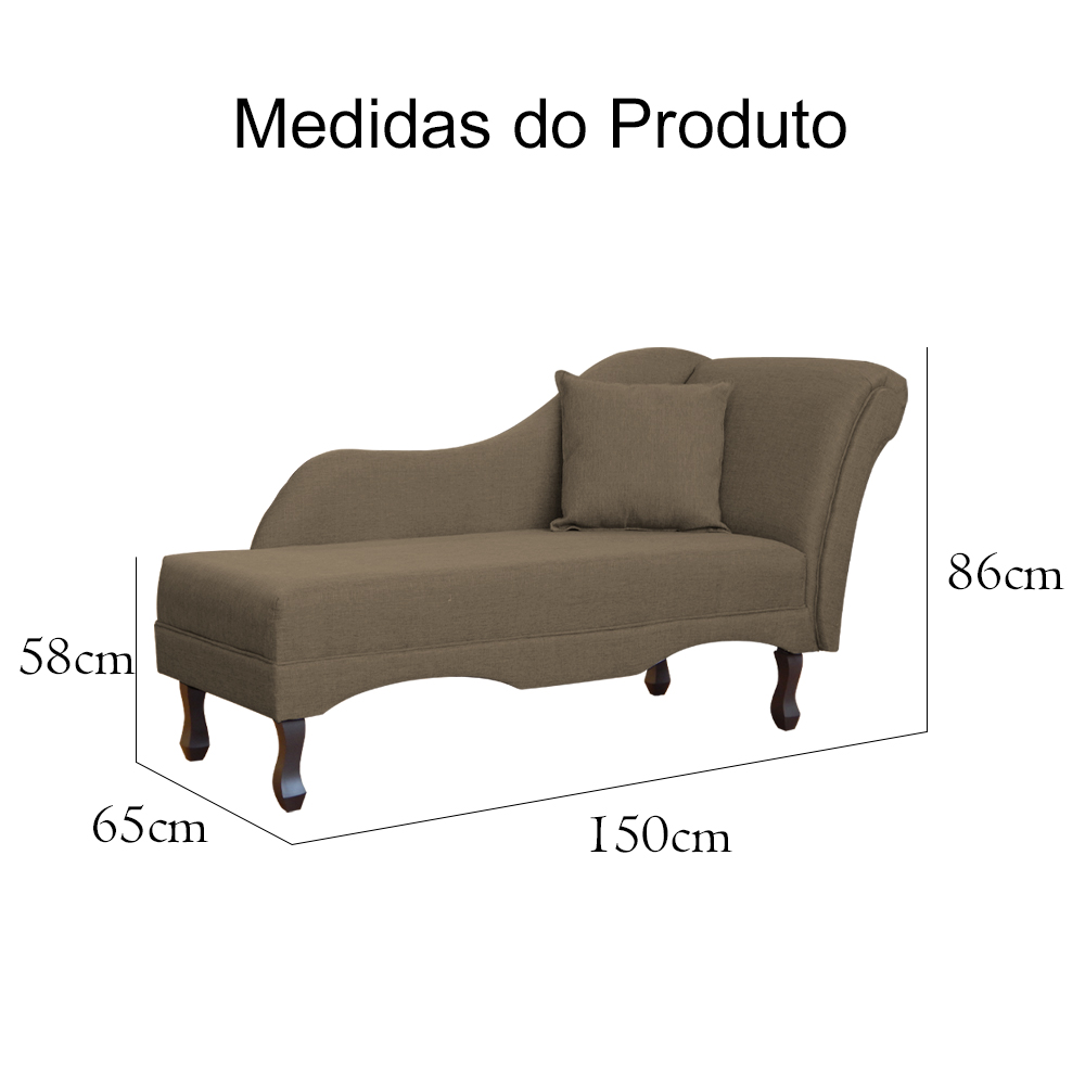 Divã Recamier Namoradeira Olívia Lado Esquerdo Linho Marrom