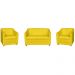 Kit 01 Namoradeira mais 02 Poltrona Decorativa Tilla Pés Cromados Suede Amarelo - DS Estofados