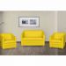 Kit 01 Namoradeira mais 02 Poltrona Decorativa Tilla Pés Cromados Suede Amarelo - DS Estofados