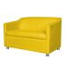 Kit 01 Namoradeira mais 02 Poltrona Decorativa Tilla Pés Cromados Suede Amarelo - DS Estofados