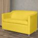 Kit 01 Namoradeira mais 02 Poltrona Decorativa Tilla Pés Cromados Suede Amarelo - DS Estofados