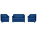 Kit 01 Namoradeira mais 02 Poltrona Decorativa Tilla Pés Cromados Suede Azul Marinho - DS Estofados