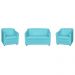 Kit 01 Namoradeira mais 02 Poltrona Decorativa Tilla Pés Cromados Suede Azul Turquesa - DS Estofados
