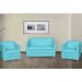 Kit 01 Namoradeira mais 02 Poltrona Decorativa Tilla Pés Cromados Suede Azul Turquesa - DS Estofados