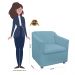 Kit 01 Namoradeira mais 02 Poltrona Decorativa Tilla Pés Cromados Suede Azul Turquesa - DS Estofados
