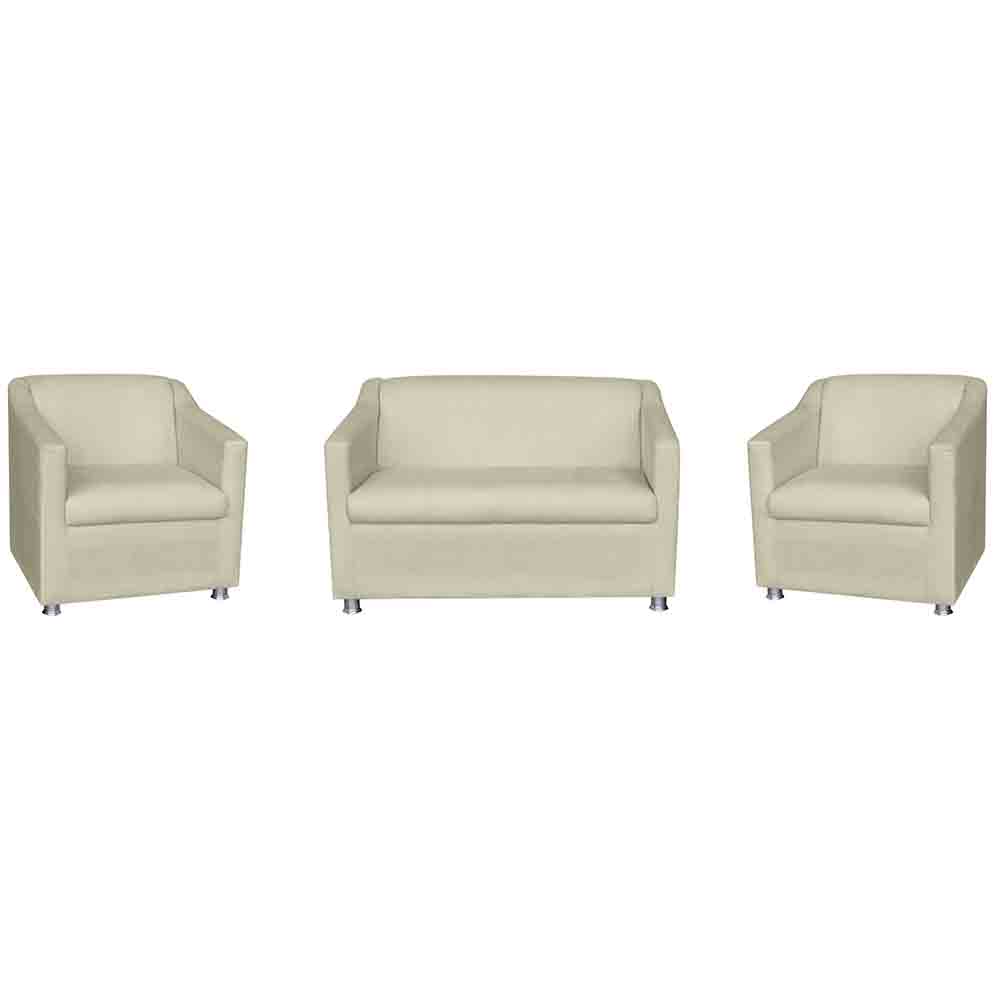Kit 01 Namoradeira mais 02 Poltrona Decorativa Tilla Pés Cromados Suede Bege - DS Estofados