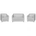 Kit 01 Namoradeira mais 02 Poltrona Decorativa Tilla Pés Cromados Suede Branco - DS Estofados