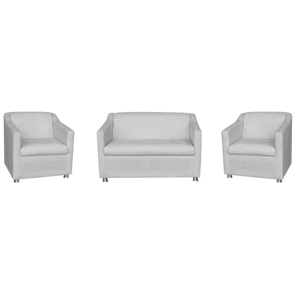 Kit 01 Namoradeira mais 02 Poltrona Decorativa Tilla Pés Cromados Suede Branco - DS Estofados
