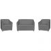 Kit 01 Namoradeira mais 02 Poltrona Decorativa Tilla Pés Cromados Suede Cinza - DS Estofados