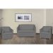 Kit 01 Namoradeira mais 02 Poltrona Decorativa Tilla Pés Cromados Suede Cinza - DS Estofados