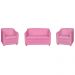 Kit 01 Namoradeira mais 02 Poltrona Decorativa Tilla Pés Cromados Suede Rosa - DS Estofados
