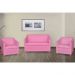 Kit 01 Namoradeira mais 02 Poltrona Decorativa Tilla Pés Cromados Suede Rosa - DS Estofados