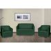 Kit 01 Namoradeira mais 02 Poltrona Decorativa Tilla Pés Cromados Suede Verde - DS Estofados