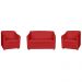 Kit 01 Namoradeira mais 02 Poltrona Decorativa Tilla Pés Cromados Suede Vermelho - DS Estofados