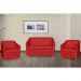 Kit 01 Namoradeira mais 02 Poltrona Decorativa Tilla Pés Cromados Suede Vermelho - DS Estofados