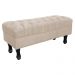 Kit 01 Puff Calçadeira Retrô 1,00 Metro Luis Xv Mais 02 Puffs 50X40 cm Capitonê Suede Bege - DS Estofados