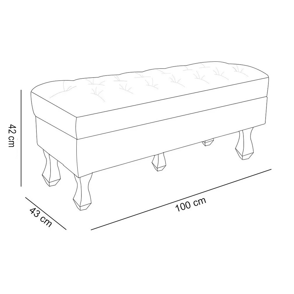 Kit 01 Puff Calçadeira Retrô 1,00 Metro Luis Xv Mais 02 Puffs 50X40 cm Capitonê Suede Bege - DS Estofados
