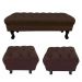 Kit 01 Puff Calçadeira Retrô 1,00 Metro Luis Xv Mais 02 Puffs 50X40 cm Capitonê Suede Marrom - DS Estofados