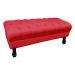 Kit 01 Puff Calçadeira Retrô 1,00 Metro Luis Xv Mais 02 Puffs 50X40 cm Capitonê Suede Vermelho - DS Estofados