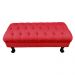 Kit 01 Puff Calçadeira Retrô 1,00 Metro Luis Xv Mais 02 Puffs 50X40 cm Capitonê Suede Vermelho - DS Estofados
