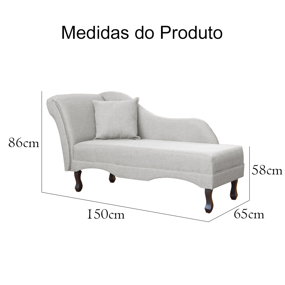 Kit 02 Divãs Recamier Namoradeira Olívia Lado Esquerdo e Direito Linho Bege