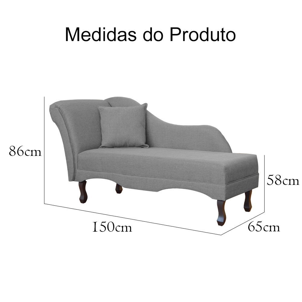 Kit 02 Divãs Recamier Namoradeira Olívia Lado Esquerdo e Direito Linho Cinza