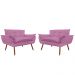 Kit 02 Namoradeira Poltrona Sofá decorativa 02 Lugares Opalla Pés Palito Rosa - DS Estofados