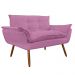 Kit 02 Namoradeira Poltrona Sofá decorativa 02 Lugares Opalla Pés Palito Rosa - DS Estofados