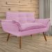 Kit 02 Namoradeira Poltrona Sofá decorativa 02 Lugares Opalla Pés Palito Rosa - DS Estofados