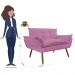 Kit 02 Namoradeira Poltrona Sofá decorativa 02 Lugares Opalla Pés Palito Rosa - DS Estofados