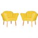 Kit 02 Poltronas Decorativa Amélia Pés Palito Suede Amarelo