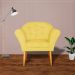 Kit 02 Poltronas Decorativa Amélia Pés Palito Suede Amarelo