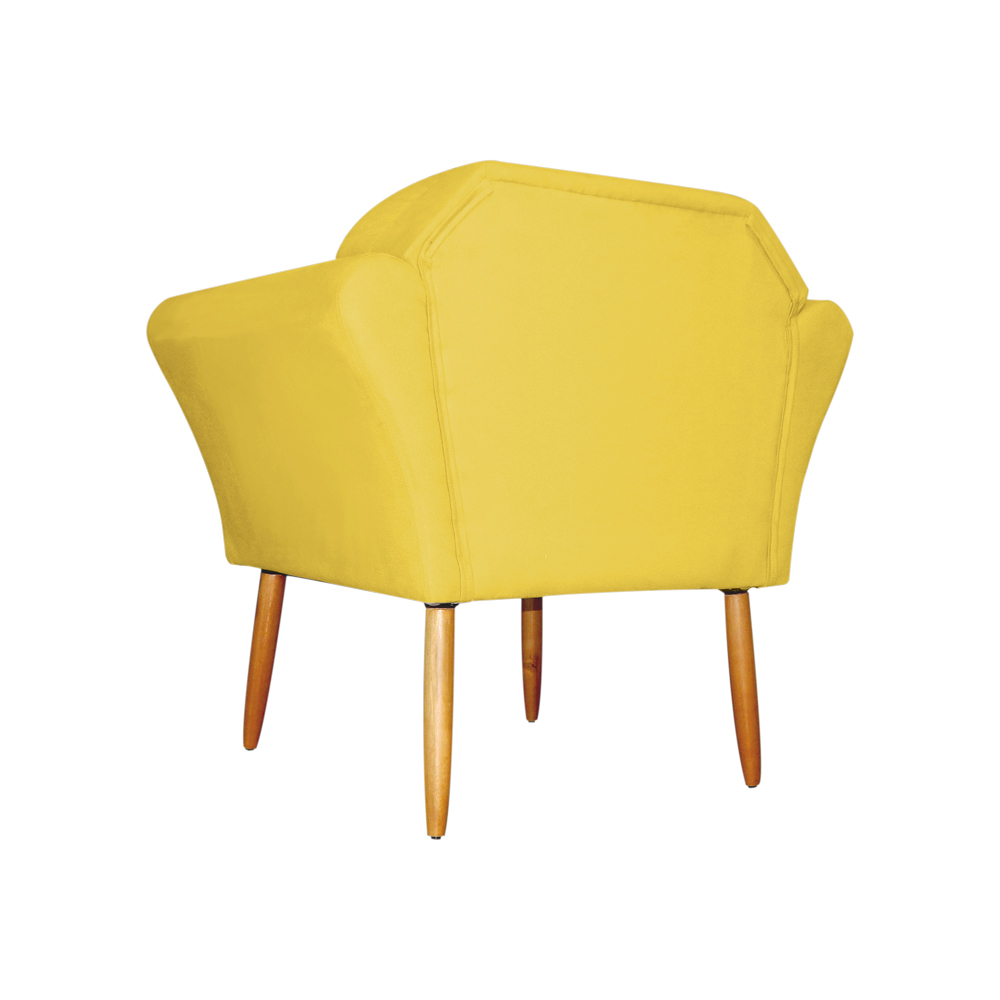 Kit 02 Poltronas Decorativa Amélia Pés Palito Suede Amarelo