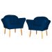 Kit 02 Poltronas Decorativa Amélia Pés Palito Suede Azul Marinho