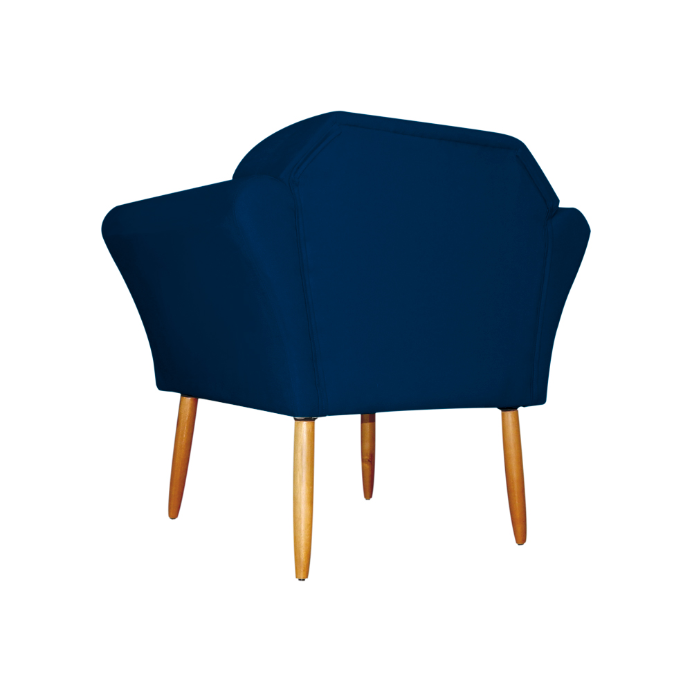 Kit 02 Poltronas Decorativa Amélia Pés Palito Suede Azul Marinho