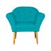 Kit 02 Poltronas Decorativa Amélia Pés Palito Suede Azul Turquesa